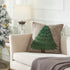 Handmade Christmas Pillow in Hand Felted Wool - Green Tree on Gray - 20" - ARCADIA HOME